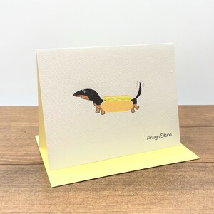 Dachshund Dressed as Hot Dog Note Cards Black/Tan set of 10 Personalize