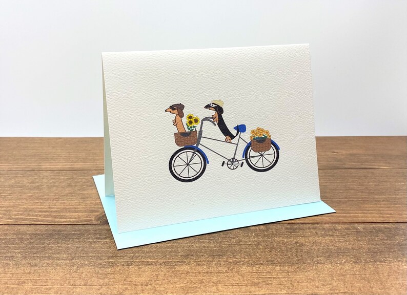 Dachshunds On Bicycle Note Cards set of 10 image 1