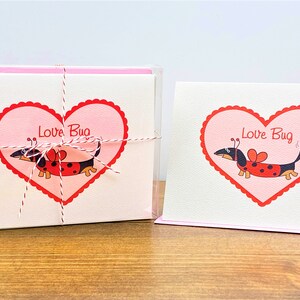 Coccinella Bassotto San Valentino Card Love Bug . Black and Tan - Message Inside (Set di 10)