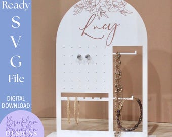 Jewelry Display Sign SVG File: Laser Cut Necklace & Earring Stand (Digital Download)