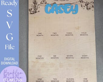 Baby's First Year Photo Sign SVG File: Laser Cut Monthly Milestones (Digital Download
