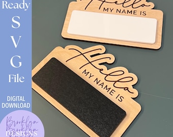 Baby Announcement Sign SVG File: Laser Cut Hello My Name Is
