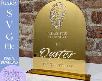 Oyster Seating Chart Sign SVG File: Laser Cut Design (Digital Download), With Stand Design Included