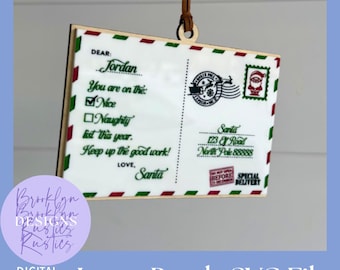 Postcard from Santa Christmas Ornament: Personalized Laser Cut File (SVG, PDF)