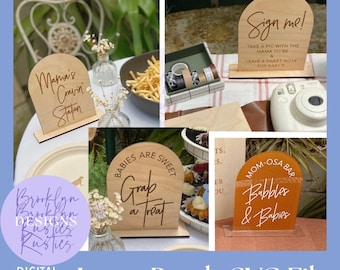Baby Shower Table Sign SVG File: 4 Signs Laser Cut Template (Digital Download)