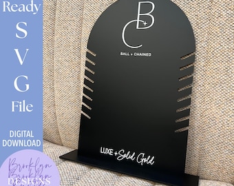 Laser Cut Chain Display Sign SVG File: Necklace Holder with Stand (Digital Download)