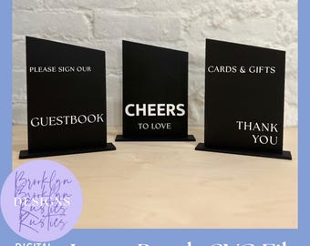 3 Wedding Signs SVG File with Stand: Laser Cut Design (Digital Download)