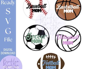 Sport Mom Keychains SVG File: Laser Cut Glowforge Design (Digital Download