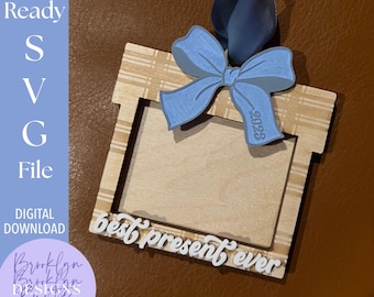 Baby Announcement Ornament: Sonogram Photo, Laser Cut File (SVG, PDF)