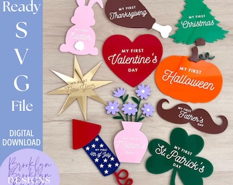 Baby Milestone Sign SVG: First Holiday Laser Cut Files (Glowforge)