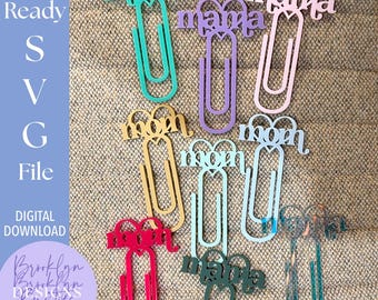 Mom Paperclip Bookmark SVG File: Laser Cut Design (Digital Download