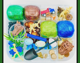 Dinosaur Fossil Playdough Kit, Dinosaur Excavation Playdough kit, Playdoh kit, Play dough kit, Playdough kit, Sensory box, Dinosaur sensory