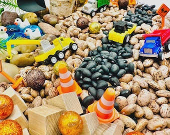 Construction Sensory Bin, Construction Zone Sensory Bin, Construction Zone Sensory Box, Sensory Kit, Sensory Playdough Kit, Play Doh Kit