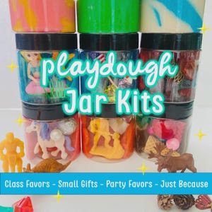 Playdough Party Favors, Playdough Kit, Playdough Jars, Kids Party Favors, Playdoh, Playdough Sensory Kit, Play Dough, Playdoh, Class Gifts