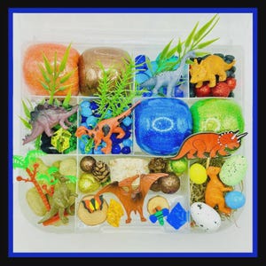 Dinosaurier Knetmasse Kit, Sensorisches Kit, Sensorisches bin, Playdoh Kit, Knetmasse Kit, Knetmasse Kit, Sensorische Box, Dinosaurier sensorische bin, Busy Box