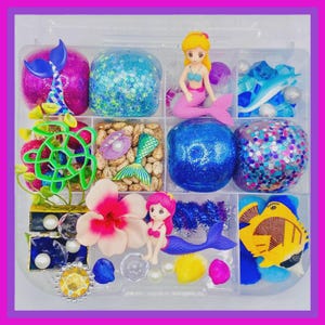 Mermaid Playdough Kit, Sensory kit, Sensory bin, Playdoh kit, Play dough kit, Playdough kit, Sensory box, Mermaid sensory bin, Busy Box