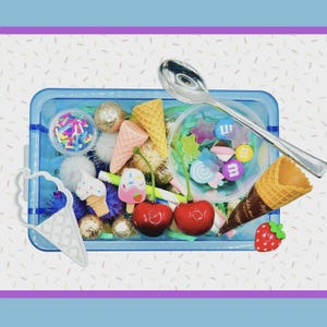 Ice Cream Playdough Kit, Sensory Kit, Sensory bin, Playdoh Kit, Play dough Kit, Ice Cream Sensory Box, Busy Box, Ice Cream Playdoh Kit