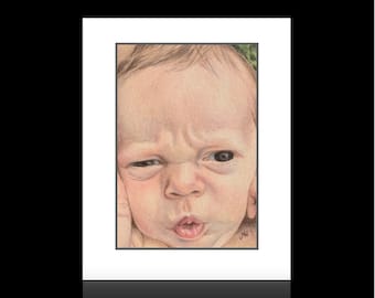 NOTE CARD SET - Baby Face!| 6 Cards and 6 Envelopes | Cards are Blank Inside | Send a Note to a Friend!