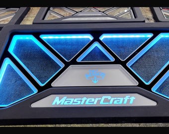 Custom LED Backlit Subwoofer Grille Panel | Marine Boat Sub Cover | CNC Cut | Hex Diamond Pattern | Pyramid Customs