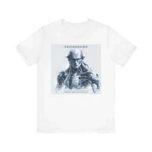 Camiseta con retrato de cíborg ingeniero / Ilustración de robot futurista / Camiseta STEM