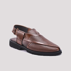 Handmade Brown Peshawari Chappal | Traditional Leather Sandals for Men | Ethnic Pakistani Shoes | Comfortable Casual Footwear