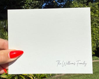 Personalized Family Note Cards • Custom Stationery Set • Minimalist Flat Cards with Name • Thank You Cards + Envelopes