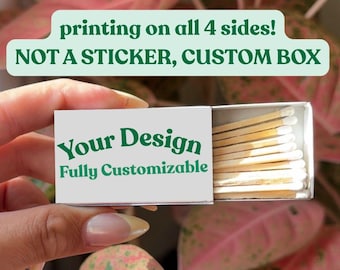 CUSTOM MATCHBOXES, Not Stickers, Fully Wrapped / Pack of 100 / Luxury Personalized gifts for guests / party favors / matchbooks / Slim Box