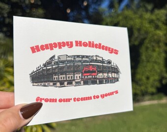 Chicago Cubs Holiday Cards - Customizable - Art of Wrigley Field - Folded Card or Flat Lay Card, Envelopes Included