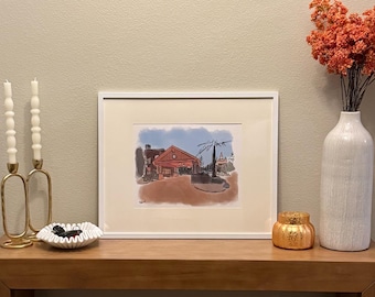 Personalized Watercolor Venue Art Print | Custom Location Drawing
