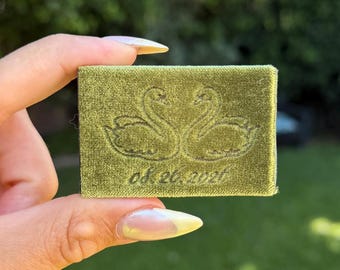 VELVET Matchboxes / Green or Pink - Embossed W/Swans & Your Wedding Date / Matchboxes / Wedding Favors / 20 white matches included