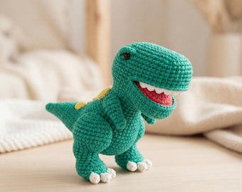 Schattig T-Rex Dinosaurus Amigurumi Haakpatroon PDF – Eenvoudig DIY Pluchen Speelgoed, Digitale Download, Dino Cadeau