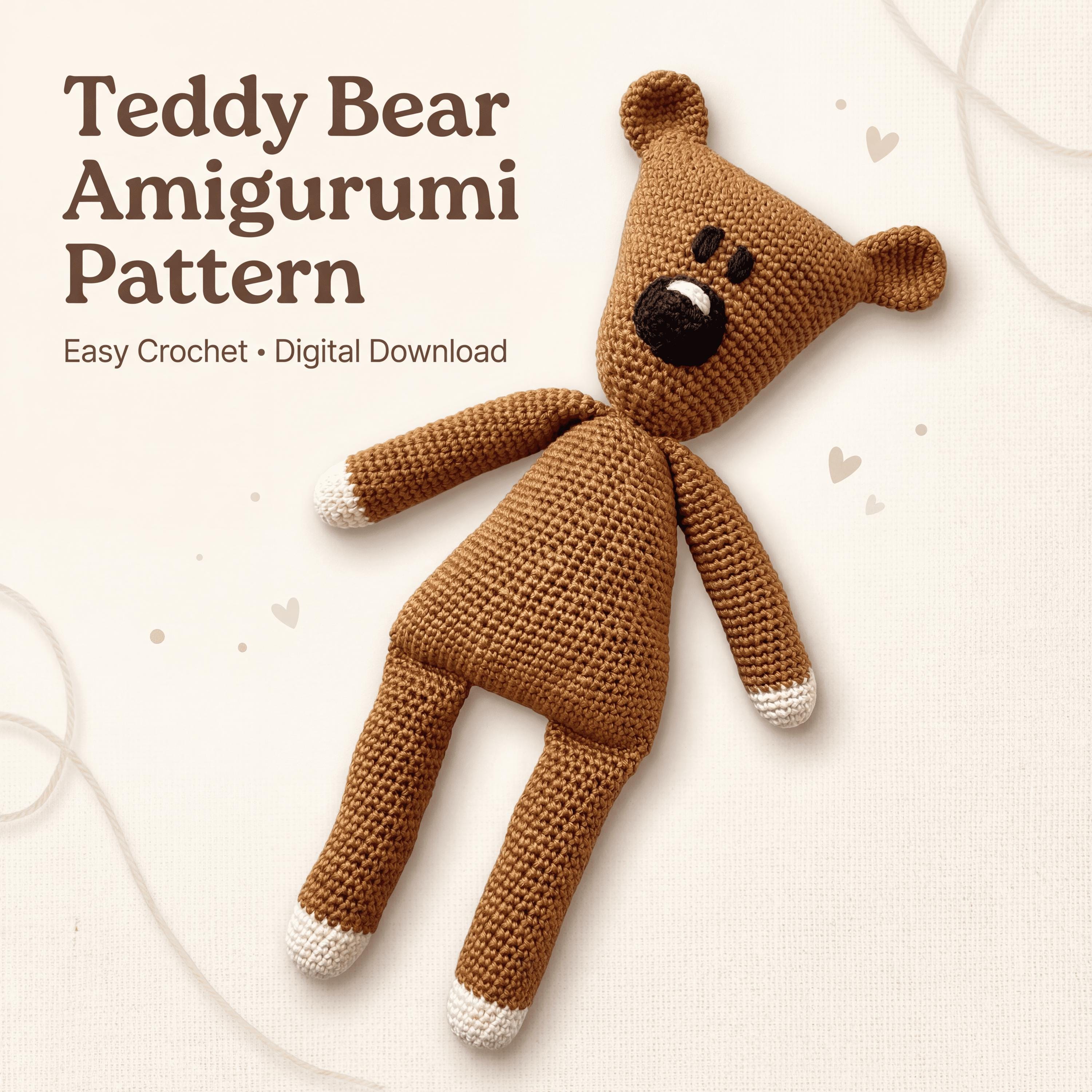 Teddy Bear Amigurumi Crochet Pattern PDF | Easy Crochet Bear Toy | Cute ...
