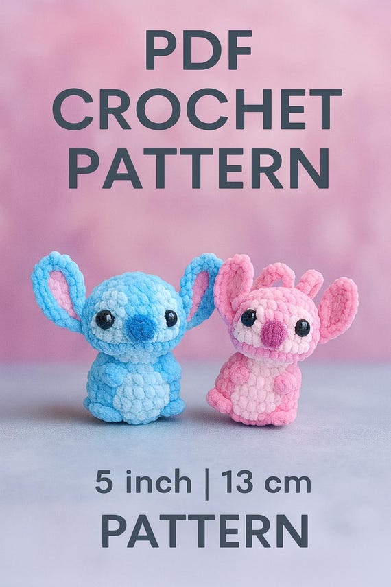 9 Stitch Crochet Patterns 5 Amigurumi stitch Cute Plush Toy Tutorial 5 inch / 13 cm