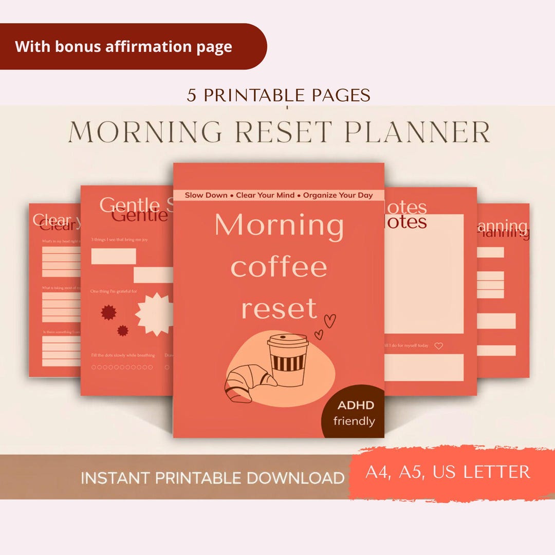 ADHD Friendly Daily Planner Printable | Morning Reset Journal | Gentle ...