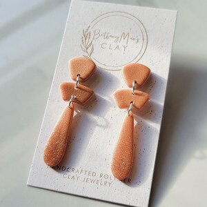 Rose Gold Glitter Ombré Earrings | Polymer Clay Earrings | Stainless Steel | Dangle Earrings | Lightweight | Handmade | New Year&#39;s | NYE