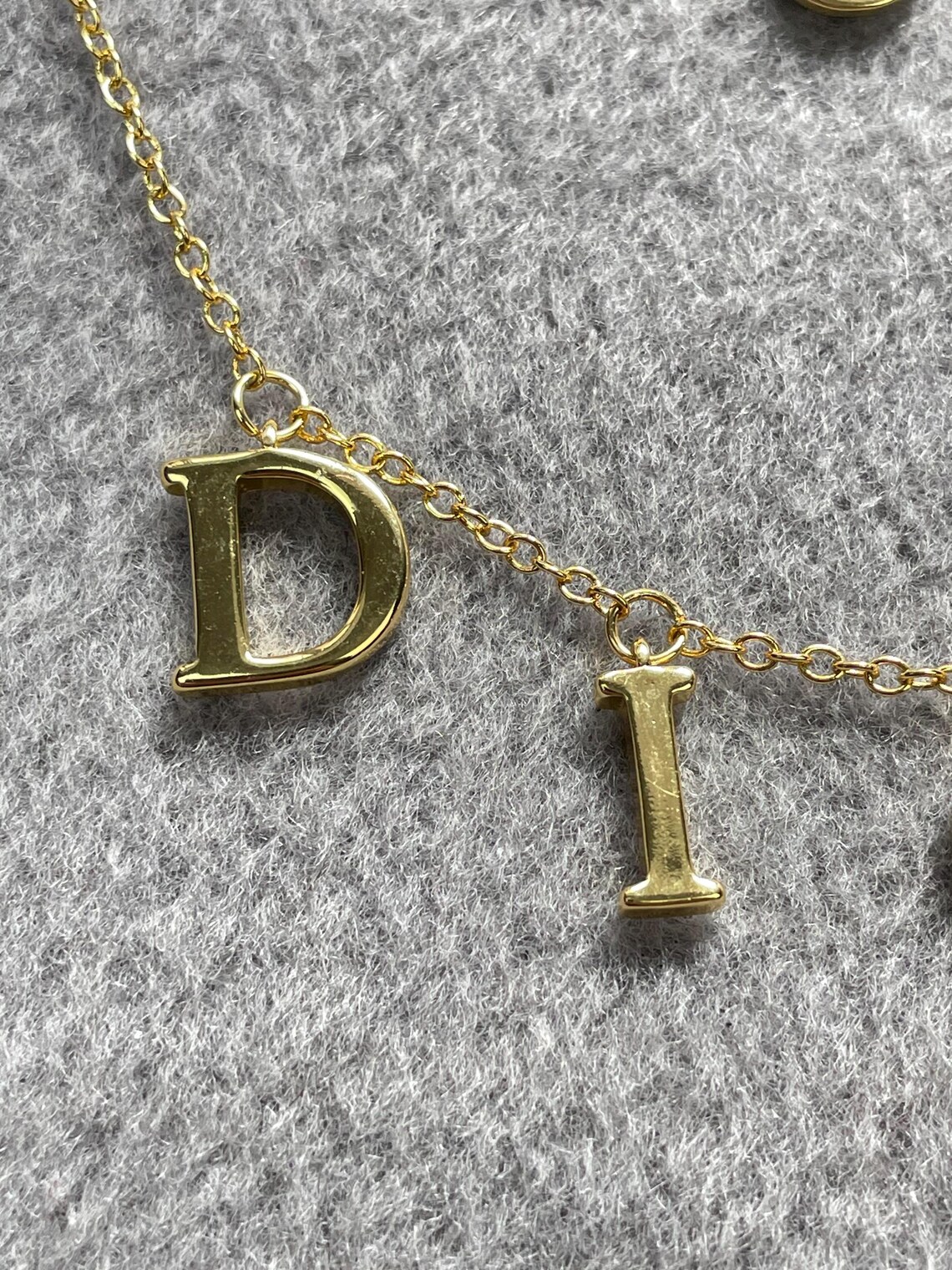 Dior gold Logo Letters Charm Dainty necklace - Etsy