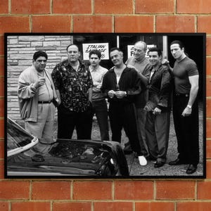 Gangster Family Canvas - Tony Black and White Poster - Classic Mobster Wall Art - Crime Movie Decor - Ready to Hang
