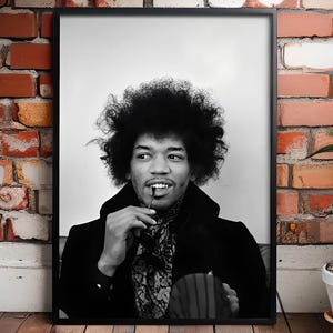 Jimi Hendrix Portrait Poster, Vintage Rock Music Print, Psychedelic Legend Wall Art, Retro Music Poster, Celebrity Portrait Canvas