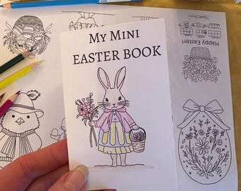 Mini Easter Coloring Book, Instant Download, Printable, Hand-drawn, PDF Print at home