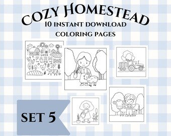 Cozy Homestead Coloring Pages, Set 5, Farm Life (Printable)