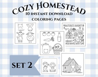 Cozy Homestead Coloring Pages, Set 2 (Digital Download)