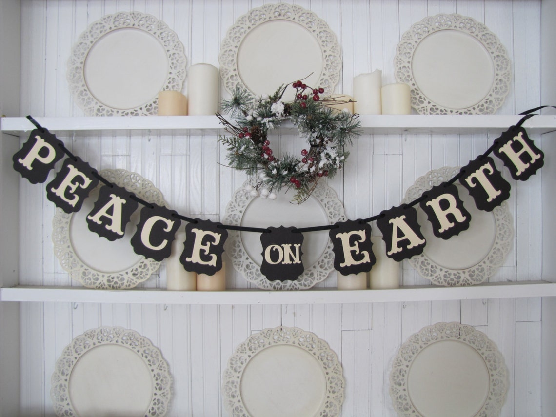 PEACE on EARTH Banner Peace on Earth Sign Christmas Sign | Etsy