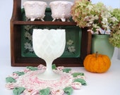 Vintage Milk Glass Compote, White Scalloped Rim Candy Dish, Footed Nut Bowl, White Candle Holder, Small Table Vase, Wedding Decor Tableware