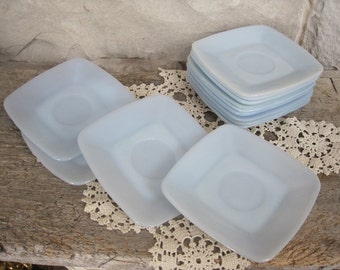 Fire King Coffee Cup Saucers Set of 4 Replacement Azurite Charm Milk Glass