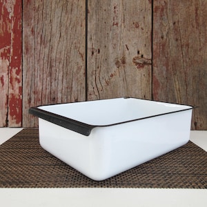 Vintage Enamel Refrigerator Drawer with Pull, White Medical Container, Enamelware Pan, Storage Bin, Farmhouse Planter, Wall Decor