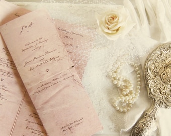 Love Letter Vintage Printed Wedding Programs. Mr. Darcy's Handwritten Letter