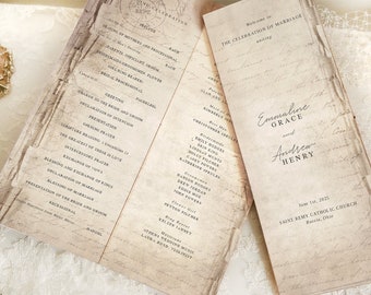 Story Book Wedding Printed Programs. Ceremony Outline. Library Storybook