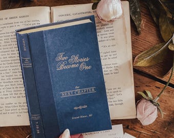Folded Storybook Printed Wedding Invitations with pages. Library Wedding Stationery.