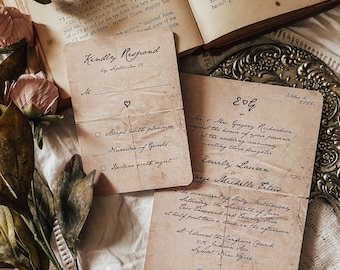 Mr Darcy Inspired Wedding Invitations. Romantic Handwritten Letter Literary Wedding - Printed Stationery