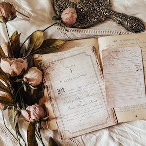 Invitaciones de boda impresas en formato libro. Papelería de boda de biblioteca. Romance de cuento. Capítulo uno.